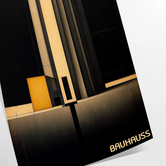 space striking Bauhaus dark poster design captivating piece wall art modern aesthetics timeless style perfect artwork home unique gift favorite unframed options